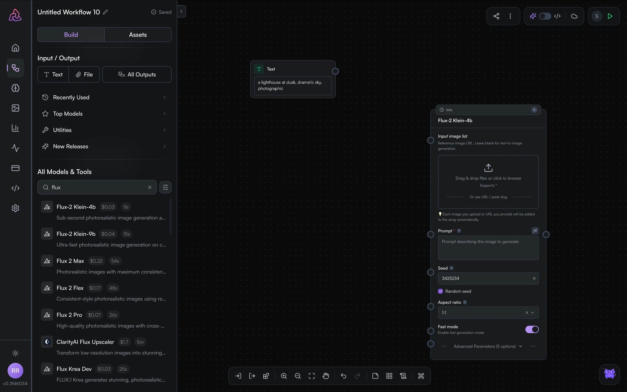Model search results with an image model added to the canvas